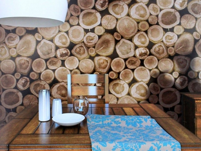 Sử dụng giấy dán tường giả thân gỗ mang vẻ đẹp hiện đại tạo sự nhất quán cho không gian sống