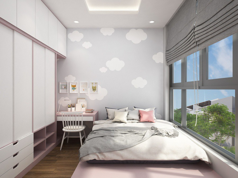 Không gian phòng ngủ của trẻ em sẽ sinh động hơn với giấy dán tường